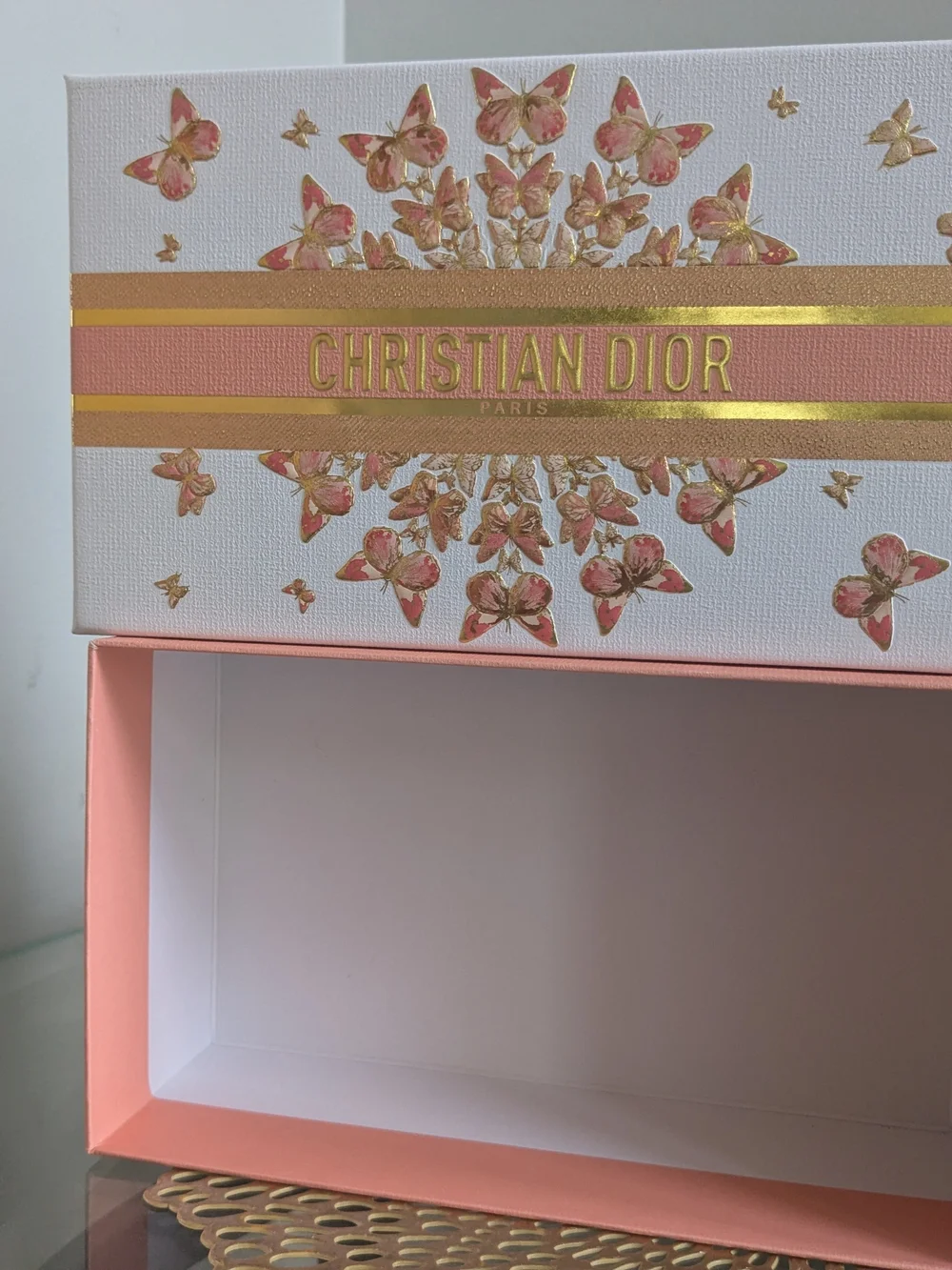 Christian Dior Pink & Gold Butterfly Gift Box